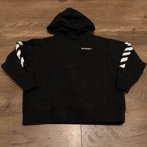 6Y Off-White Kids Black and White Graphic Hoodie